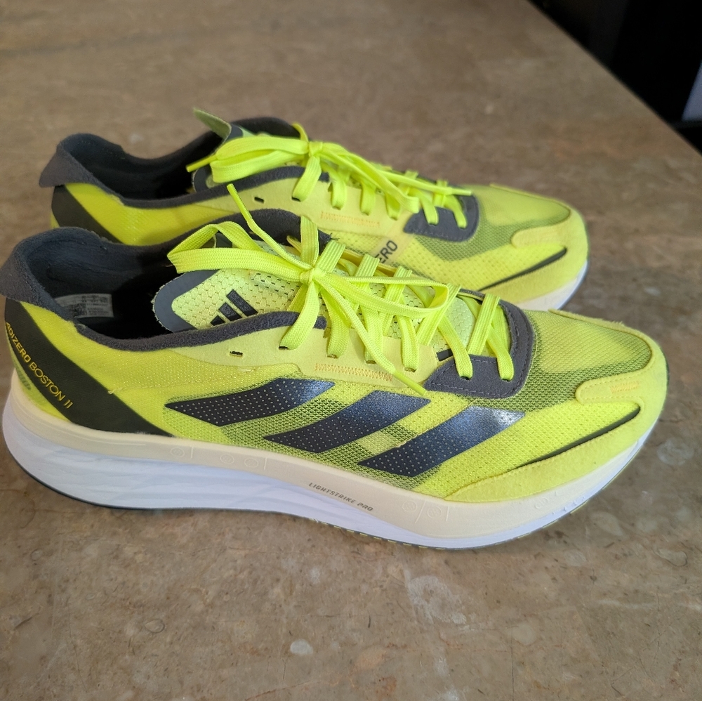 Adidas Adizero Boston 11 Neon Yellow #GX6650 Light Strike Shoes Men's Size 11.5